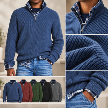 Camisola com fecho versátil para homem, estilo casual executivo | roupa de escritório