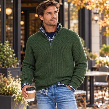 Camisola com fecho versátil para homem, estilo casual executivo | roupa de escritório