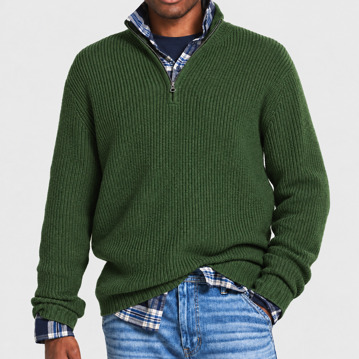 Camisola com fecho versátil para homem, estilo casual executivo | roupa de escritório