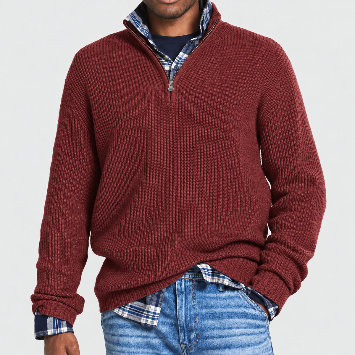 Camisola com fecho versátil para homem, estilo casual executivo | roupa de escritório