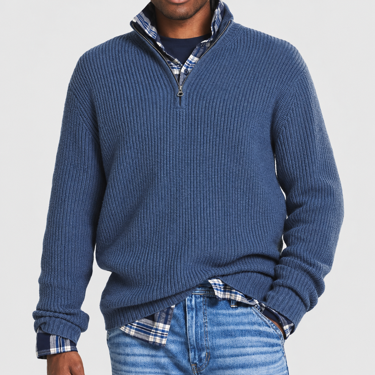 Camisola com fecho versátil para homem, estilo casual executivo | roupa de escritório