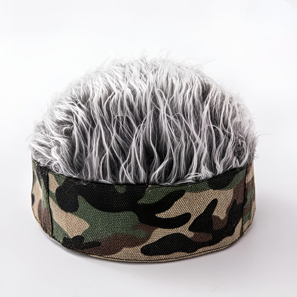 Sombrero con peluca para hombre, peluca de disfraz novedosa, gorra para el cabello