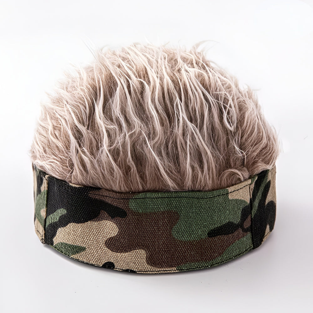 Sombrero con peluca para hombre, peluca de disfraz novedosa, gorra para el cabello