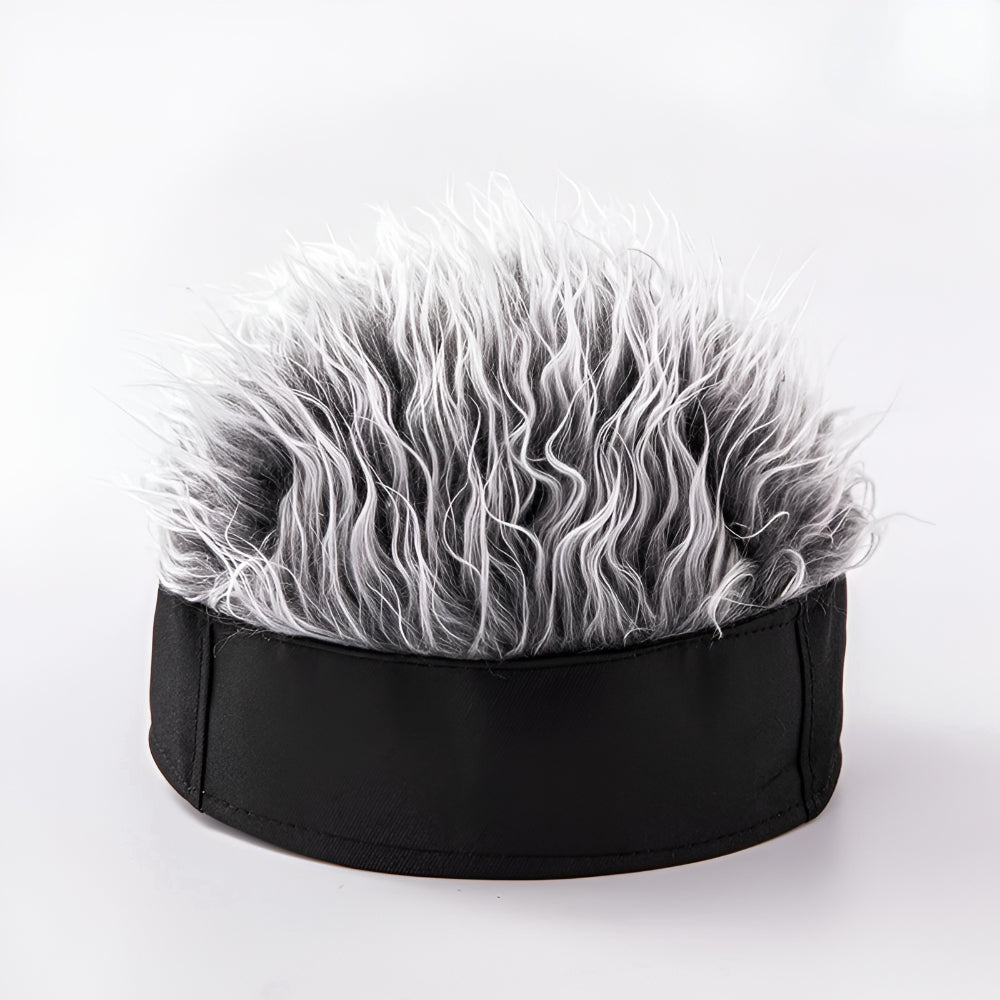 Sombrero con peluca para hombre, peluca de disfraz novedosa, gorra para el cabello