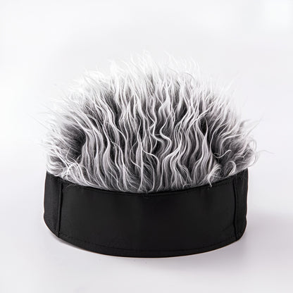 Sombrero con peluca para hombre, peluca de disfraz novedosa, gorra para el cabello