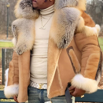 Abrigo de invierno para hombre con cuello grueso y sobredimensionado, chaqueta exterior