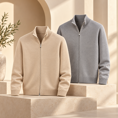 Slim-fit cardigan til mænd med lynlås foran | Afslappet cardigan