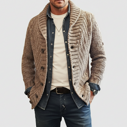 Men's Knit Jacket - Long Oversized Shawl Collar