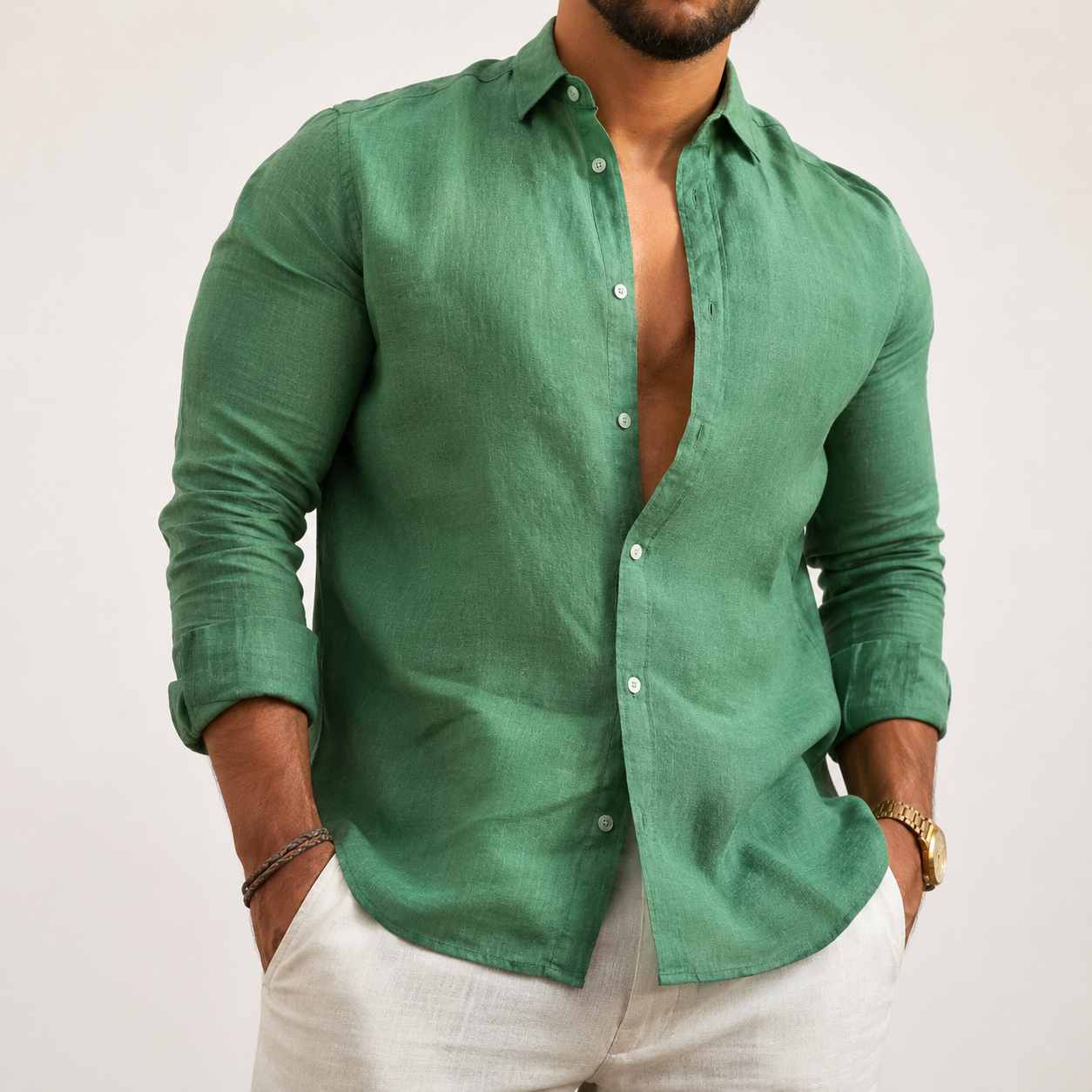 Camisa casual de manga comprida para homem | Uso diário