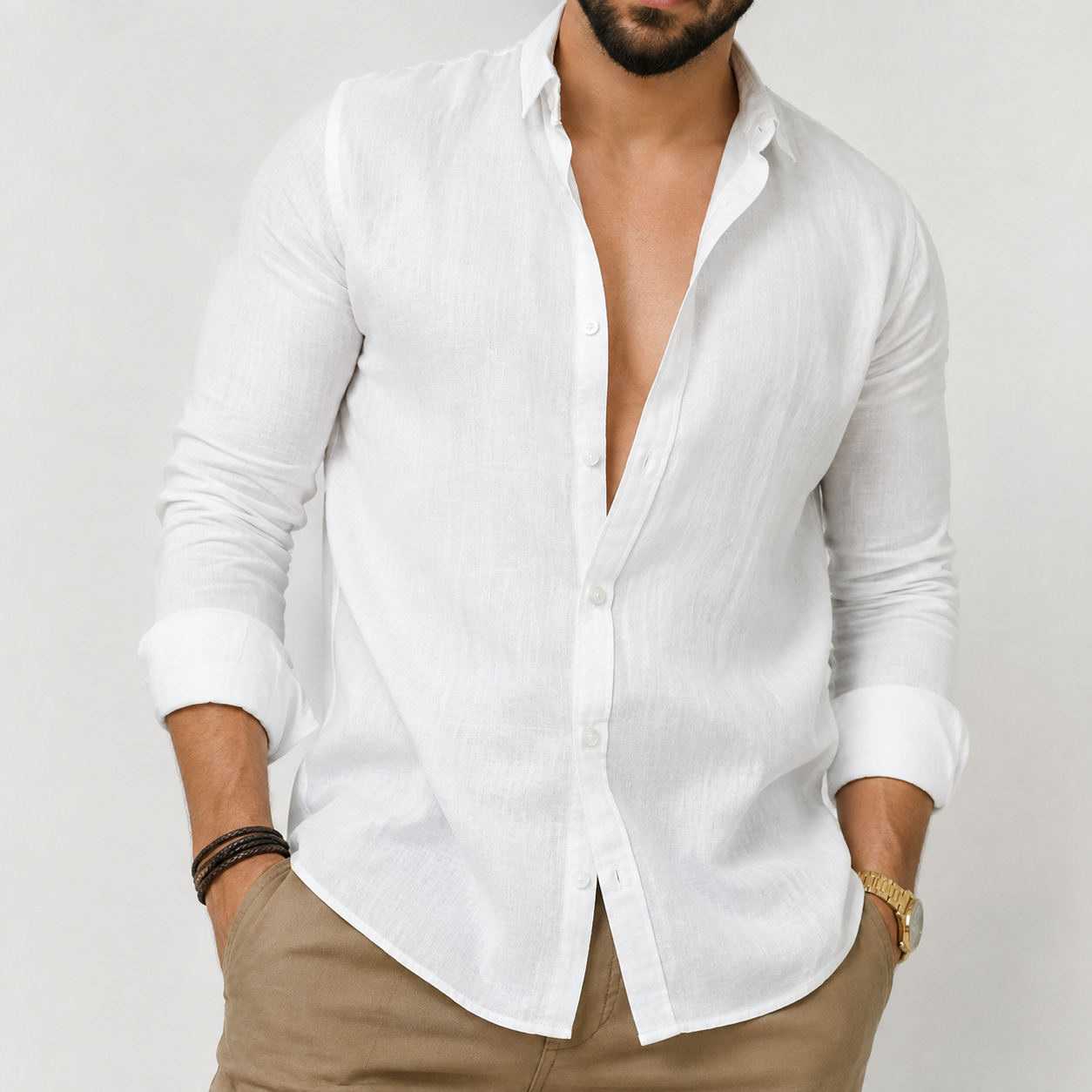 Camisa casual de manga comprida para homem | Uso diário