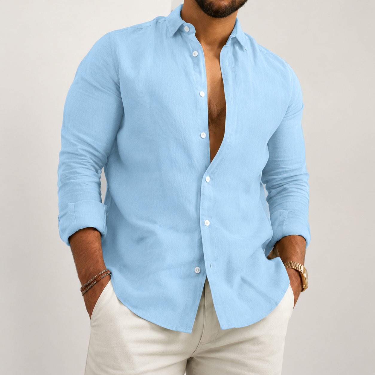 Camisa casual de manga comprida para homem | Uso diário