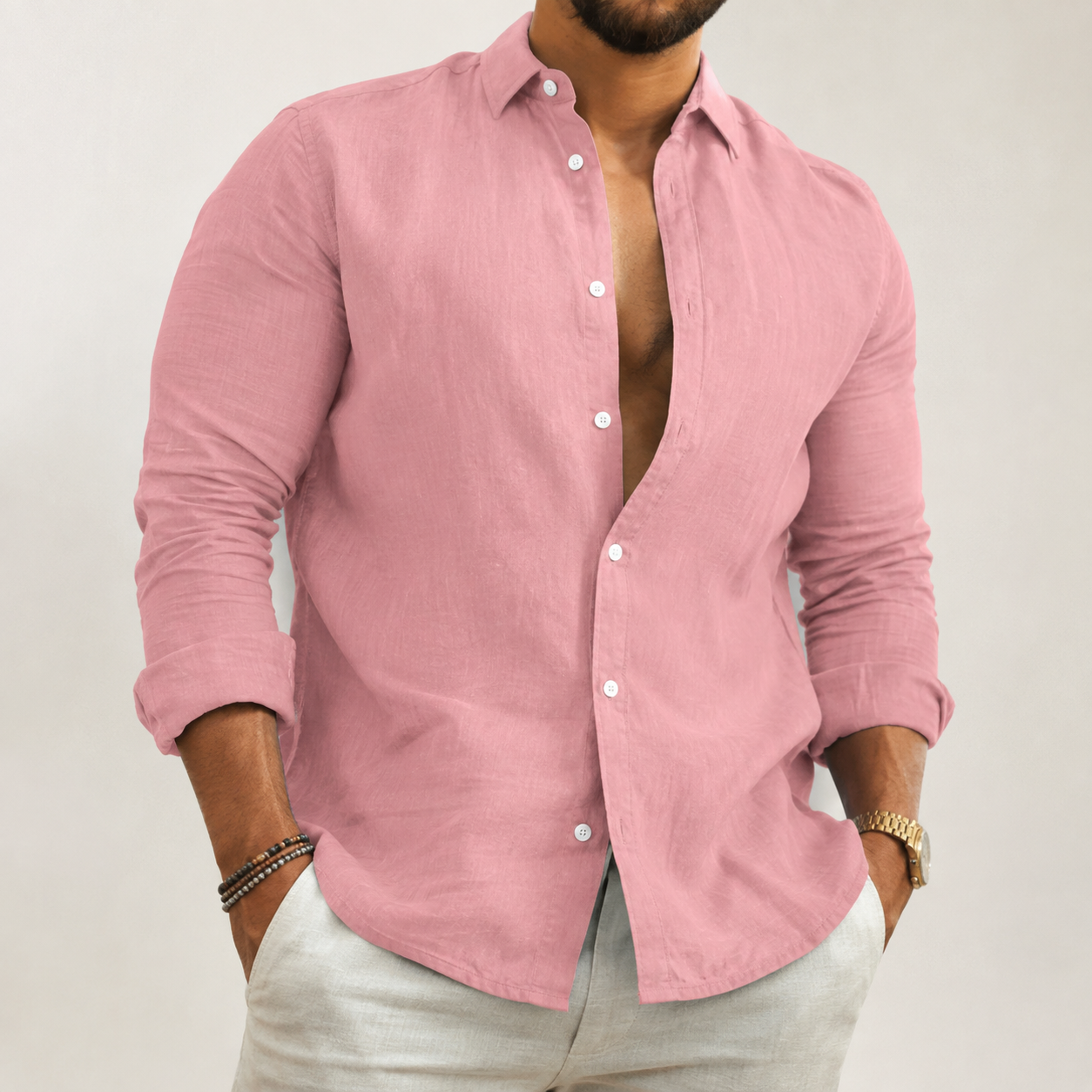 Camisa casual de manga comprida para homem | Uso diário