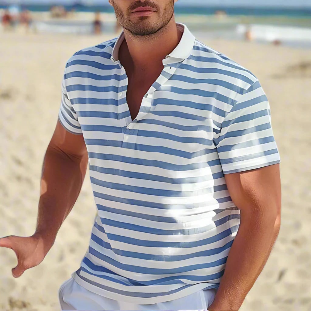 Men's Polo Shirt Striped Short Sleeve Summer Top