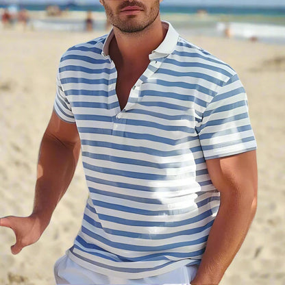 Men's Polo Shirt Striped Short Sleeve Summer Top