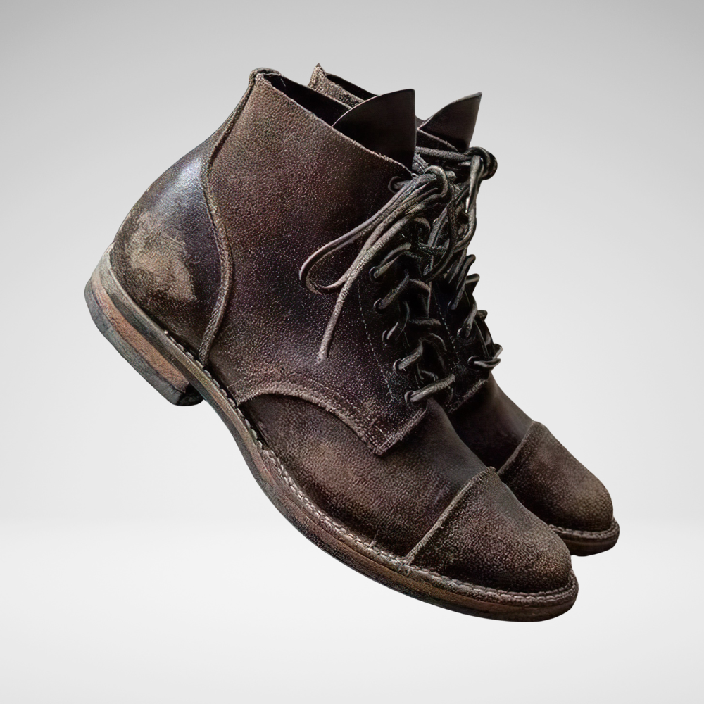 Men's Work Boots Leather Ankle Lace-Up Vintage Style Comfortable 2