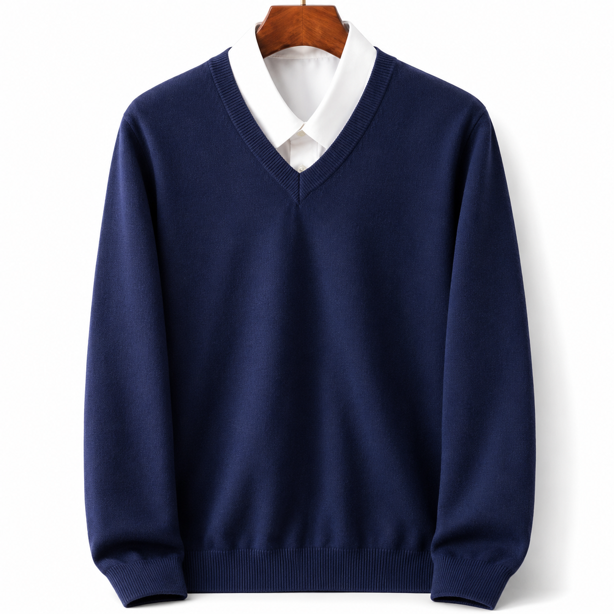 Suéter de cachemira para hombre, cuello redondo, tejido de punto