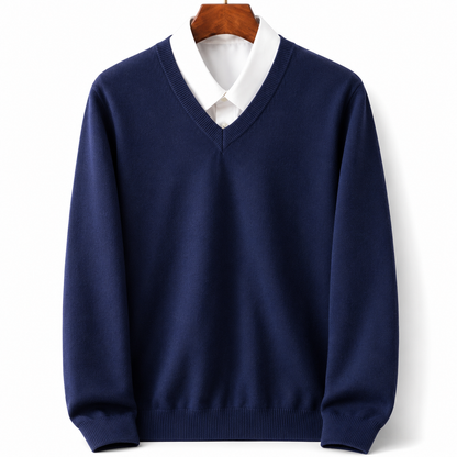 Suéter de cachemira para hombre, cuello redondo, tejido de punto