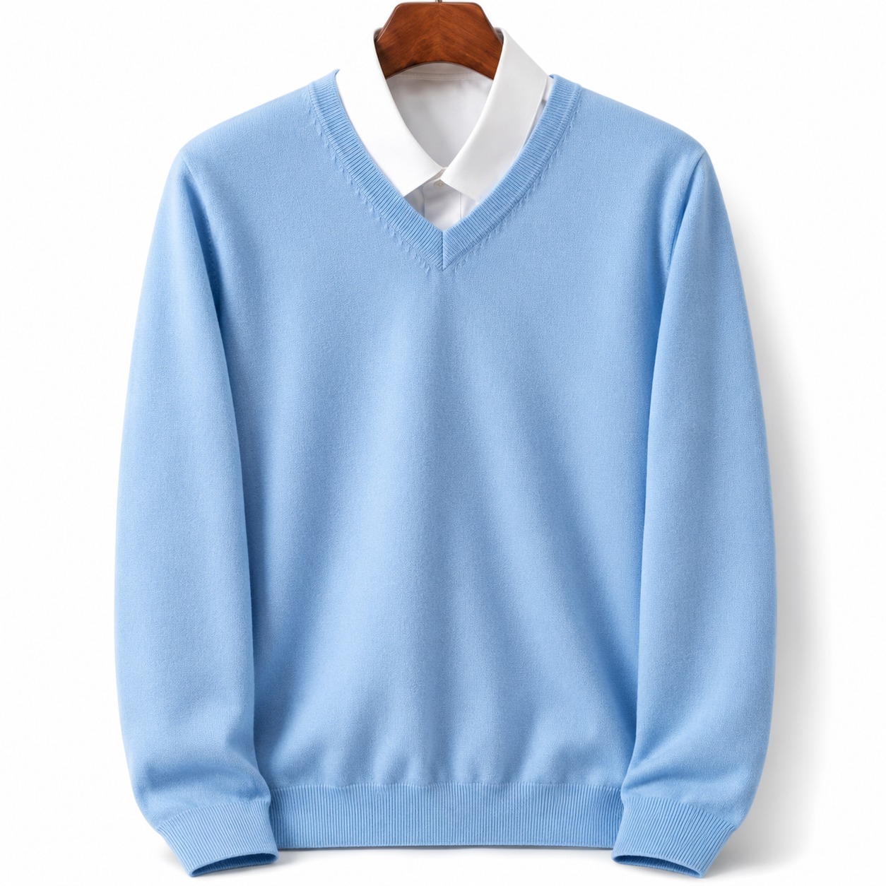 Suéter de cachemira para hombre, cuello redondo, tejido de punto