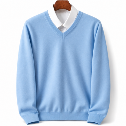 Suéter de cachemira para hombre, cuello redondo, tejido de punto
