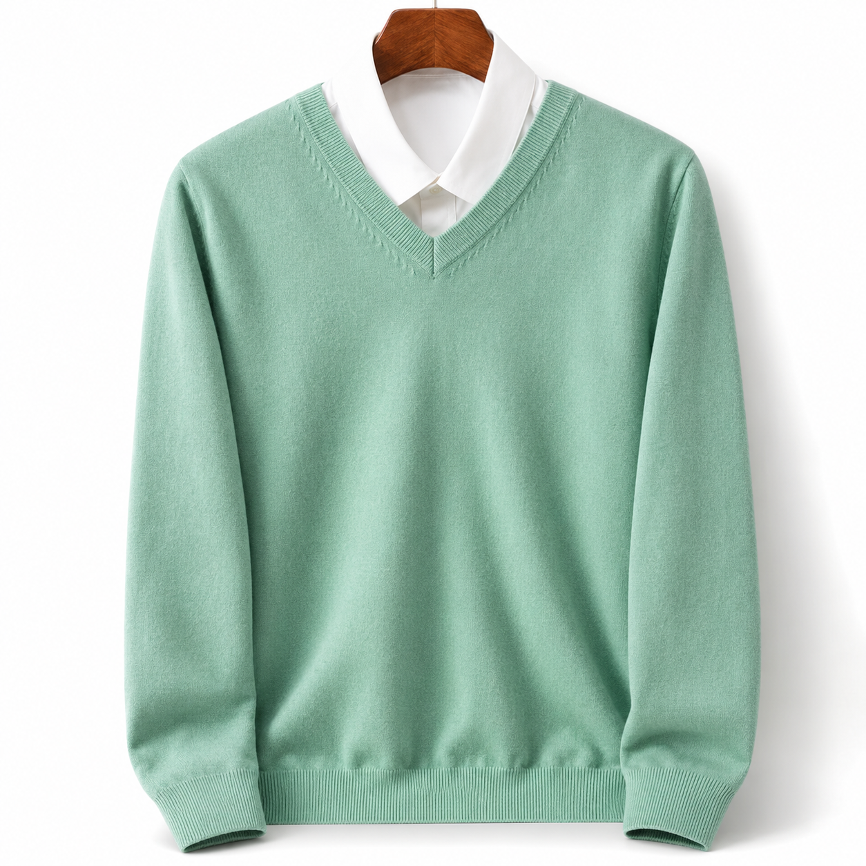 Suéter de cachemira para hombre, cuello redondo, tejido de punto