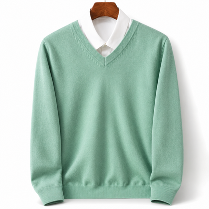 Suéter de cachemira para hombre, cuello redondo, tejido de punto