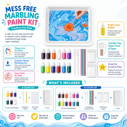 Kit de pintura para marmoleado sin ensuciar, diversión creativa para niños