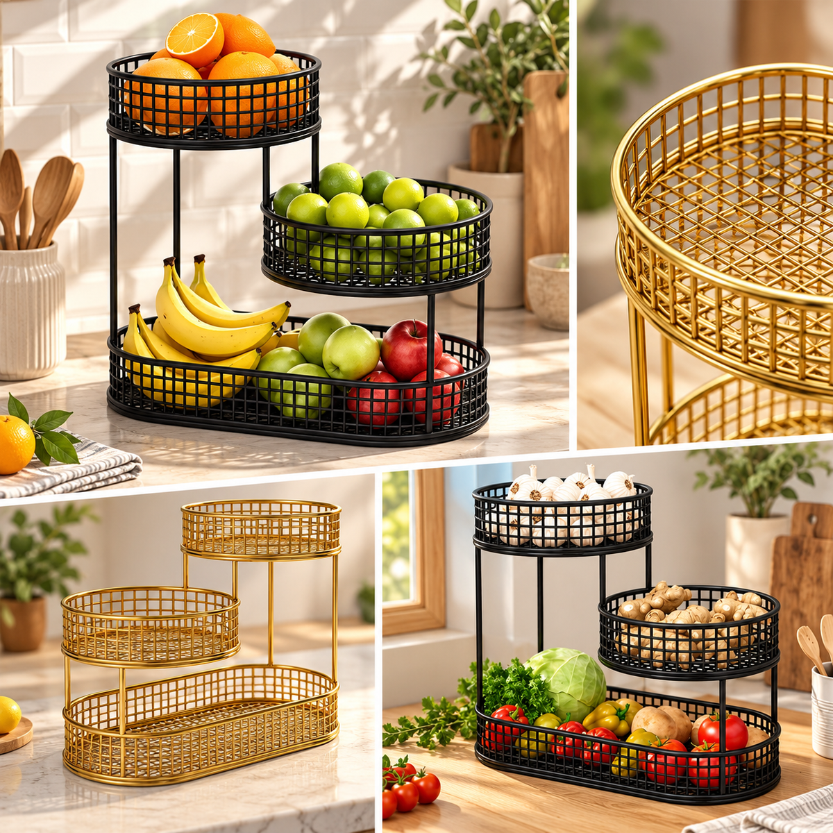 Metal Fruit Stand Elegant Snack Stand Kitchen Organizer