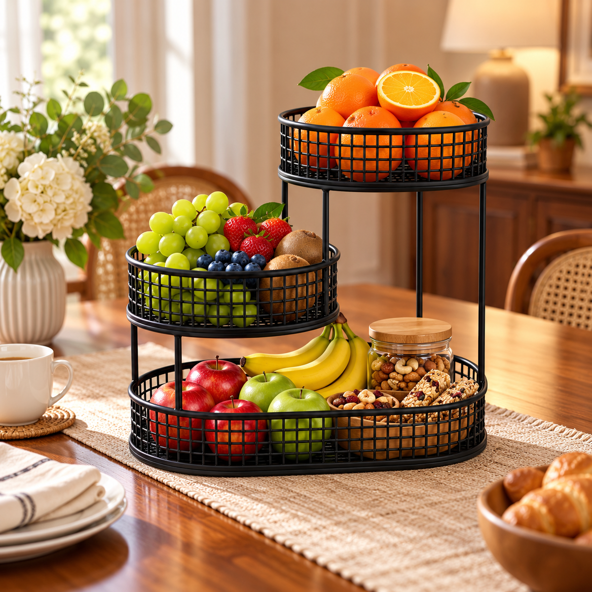 Metal Fruit Stand Elegant Snack Stand Kitchen Organizer