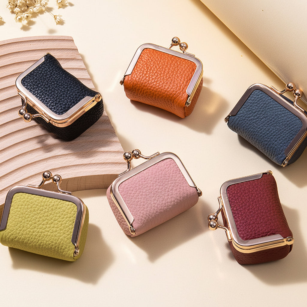 Mini joyero organizador de cuero genuino con cierre dorado para viaje