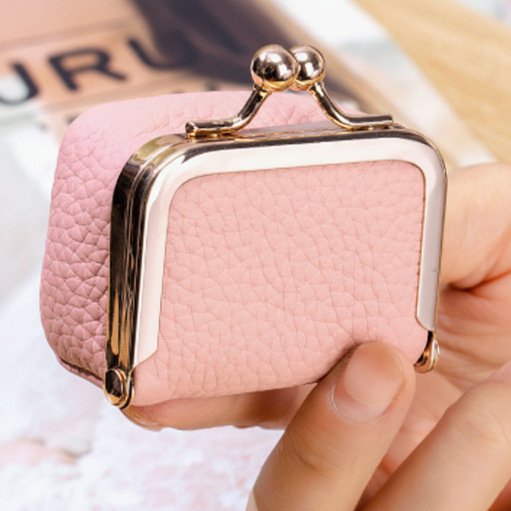 Mini joyero organizador de cuero genuino con cierre dorado para viaje
