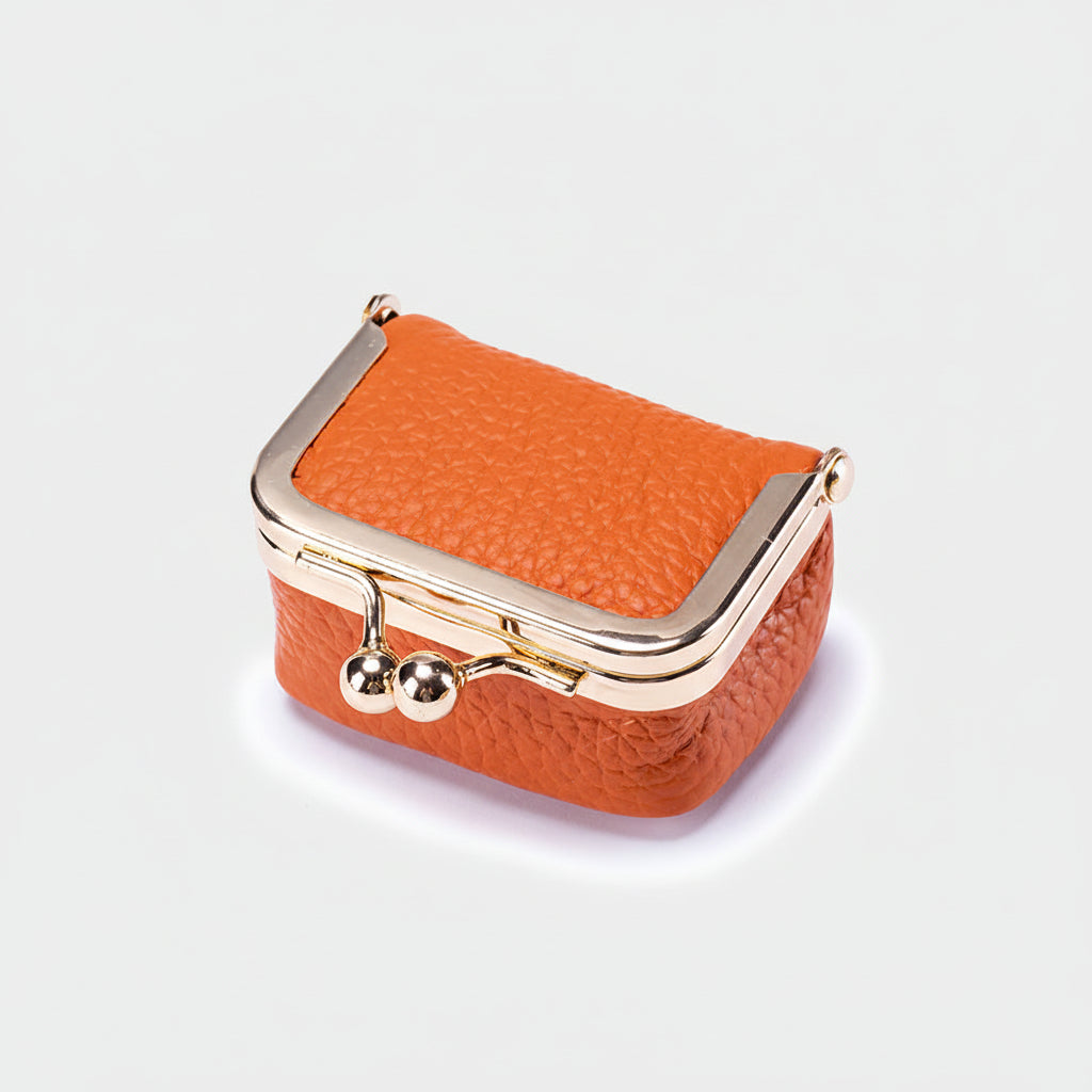 Mini joyero organizador de cuero genuino con cierre dorado para viaje