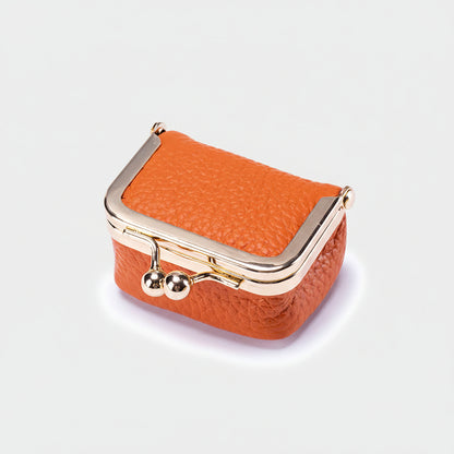 Mini joyero organizador de cuero genuino con cierre dorado para viaje