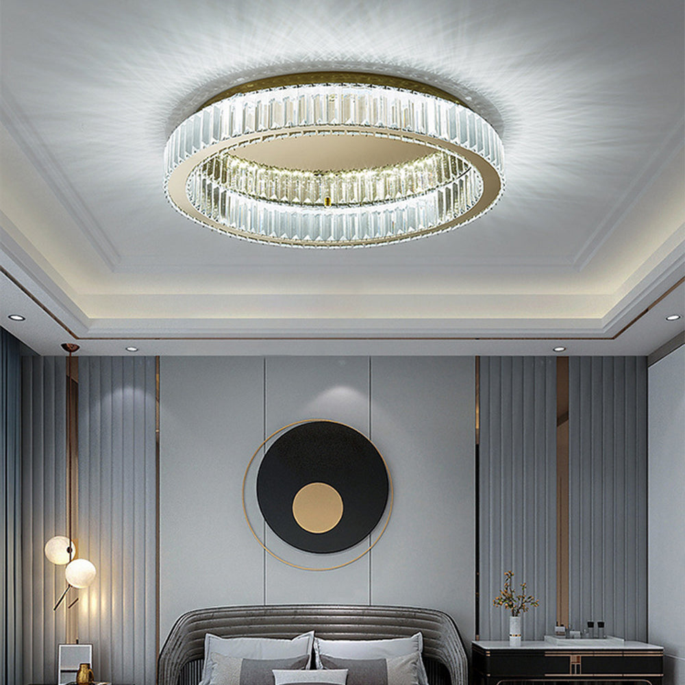 Round Crystal Ceiling Light | Luxurious Gold Finish