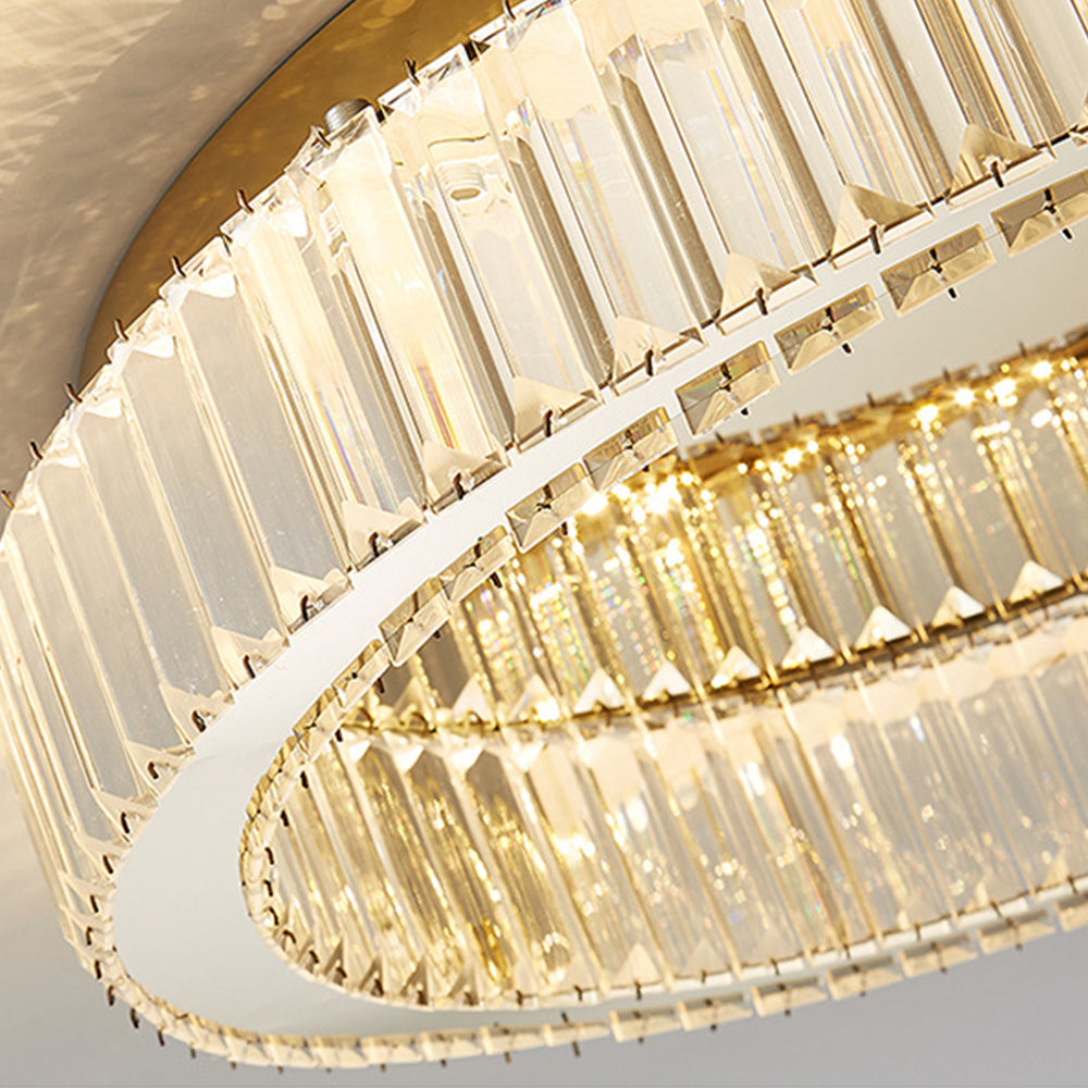 Round Crystal Ceiling Light | Luxurious Gold Finish