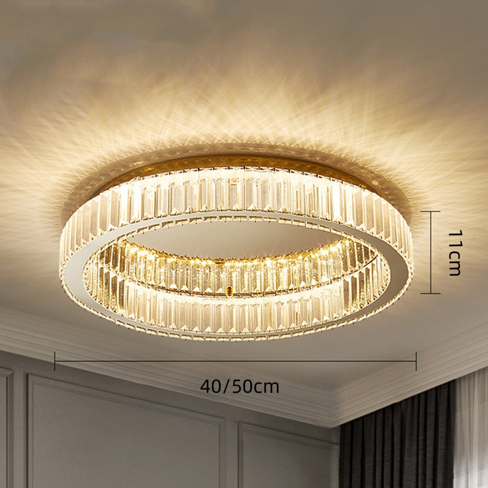 Lustră rotundă cu cristale | Finisaj auriu luxos