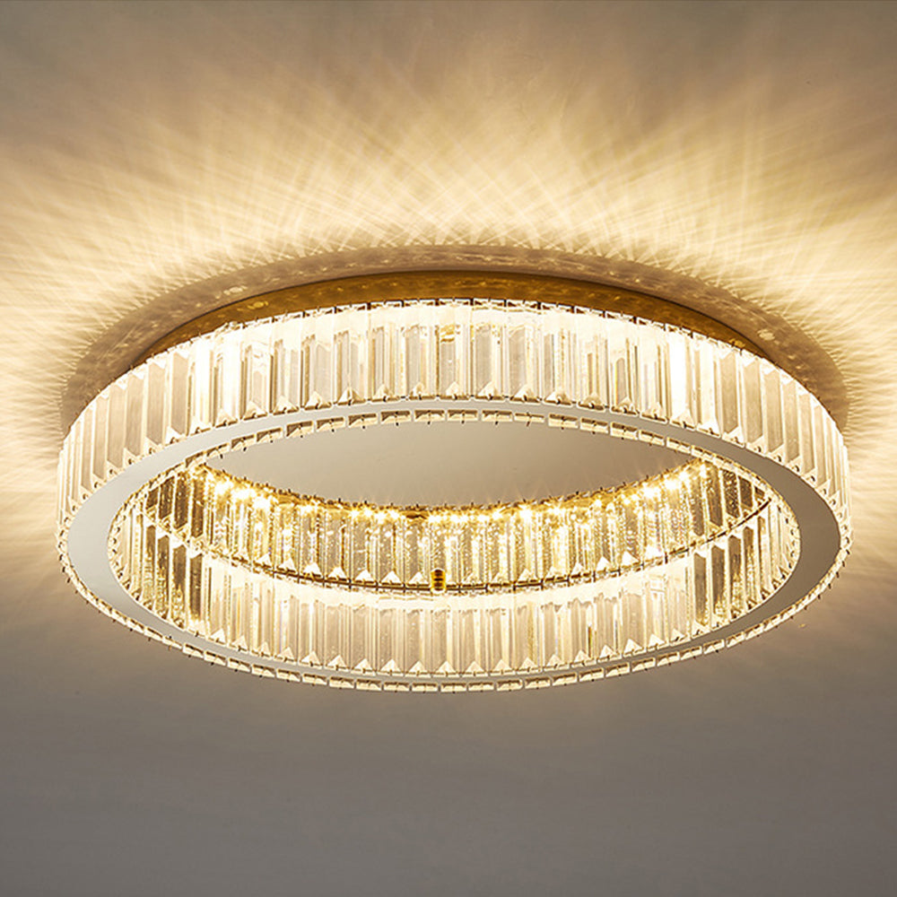 Round Crystal Ceiling Light | Luxurious Gold Finish