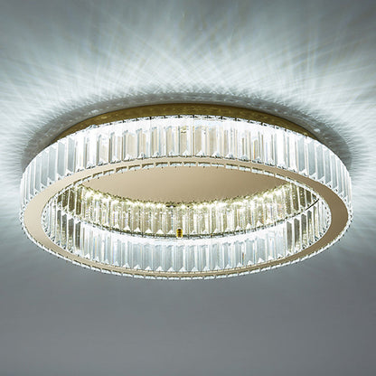 Lustră rotundă cu cristale | Finisaj auriu luxos