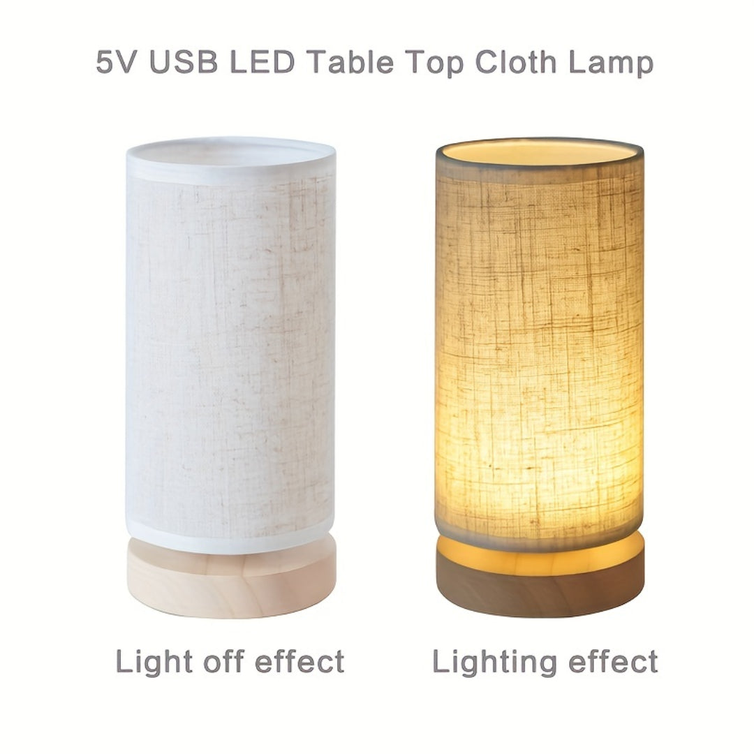 Lámpara de Mesa Moderna de Madera | Luz de Noche con Alimentación USB