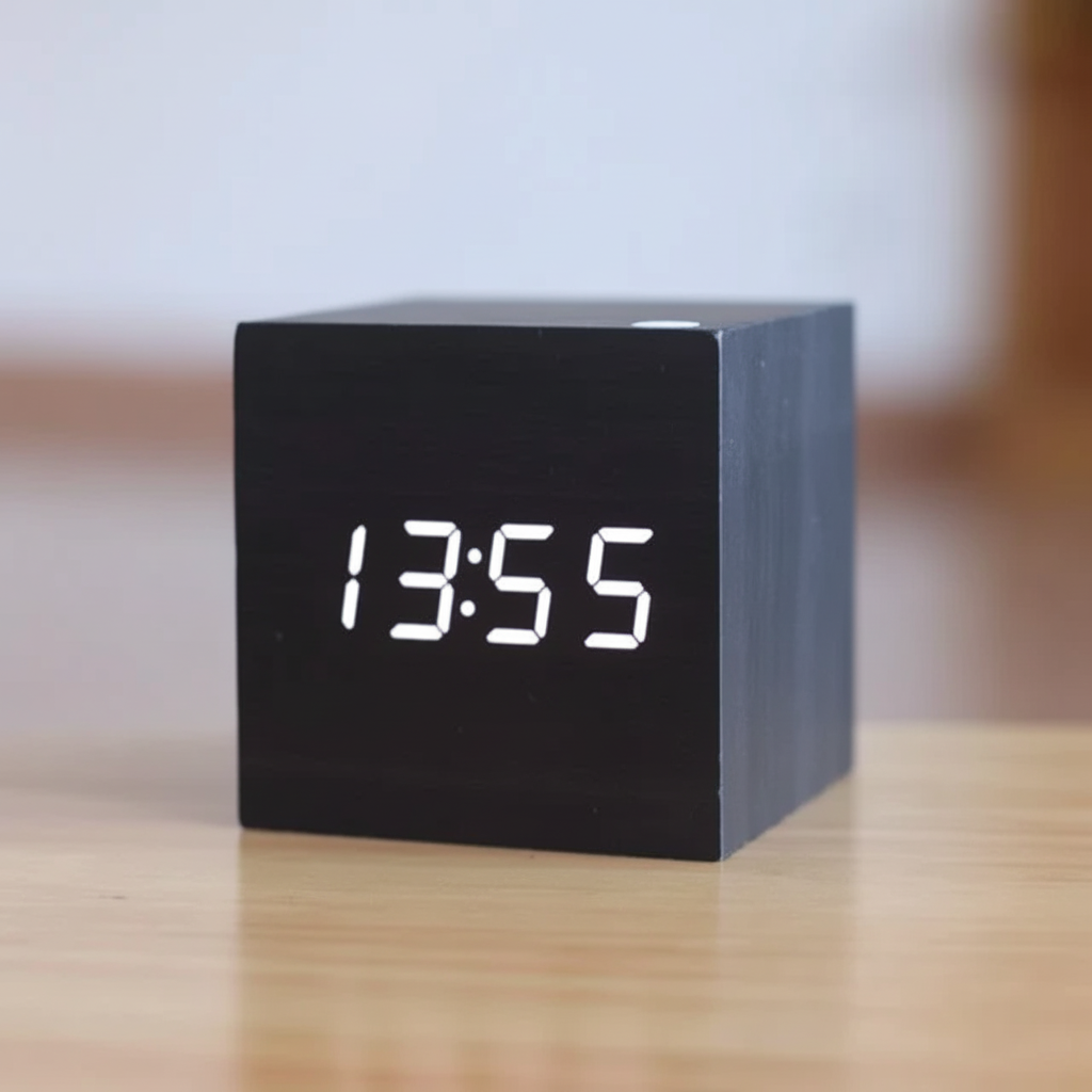 Reloj Despertador Digital Madera Pantalla LED