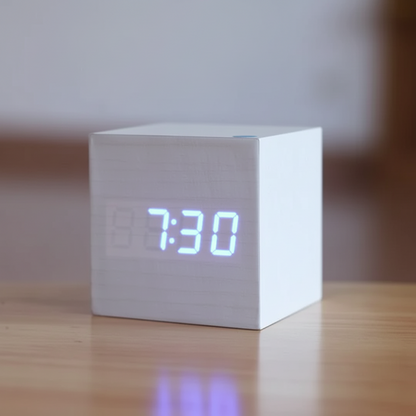 Reloj Despertador Digital Madera Pantalla LED