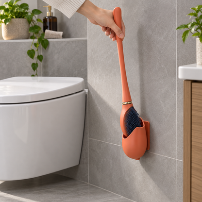 Skimmelhæmmende toiletbørste til vægmontering med fleksibelt design