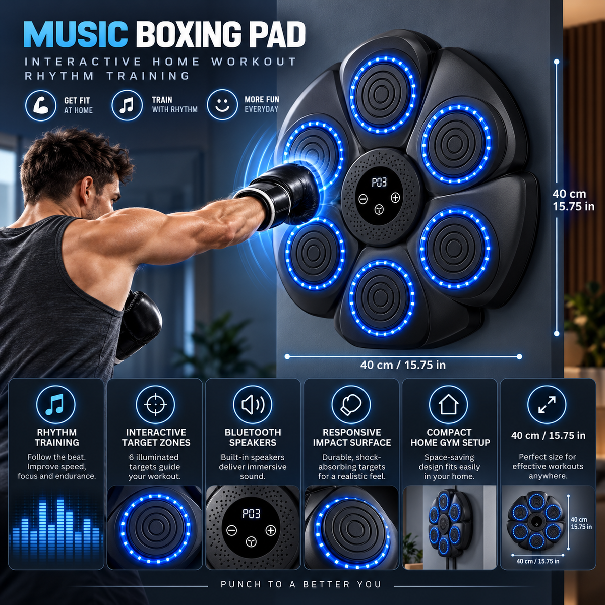 Music Boxing Pad Interactive Home Workout Rhythm Training