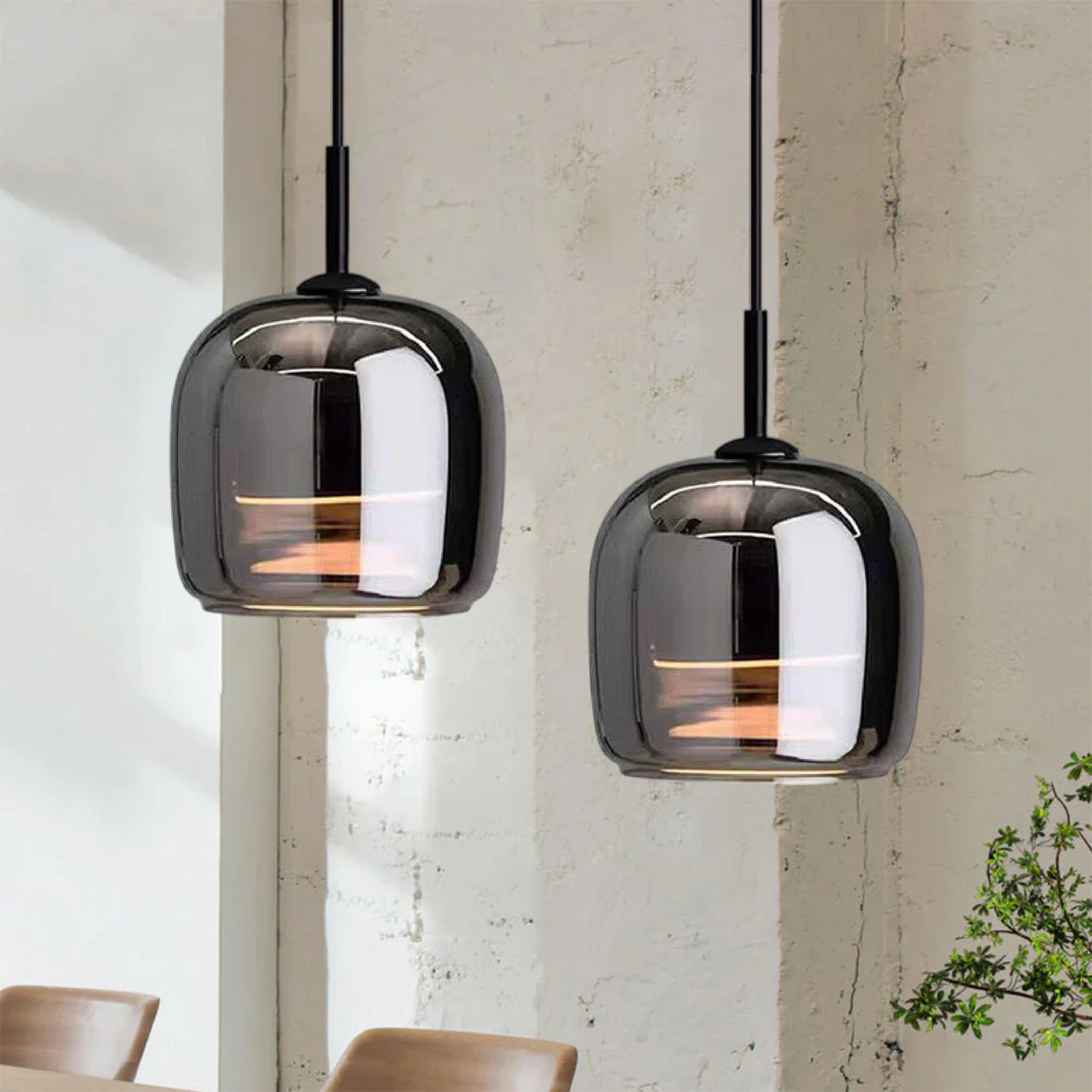 Nordic Black Glass Pendant Light | Modern LED Hanging Lamp