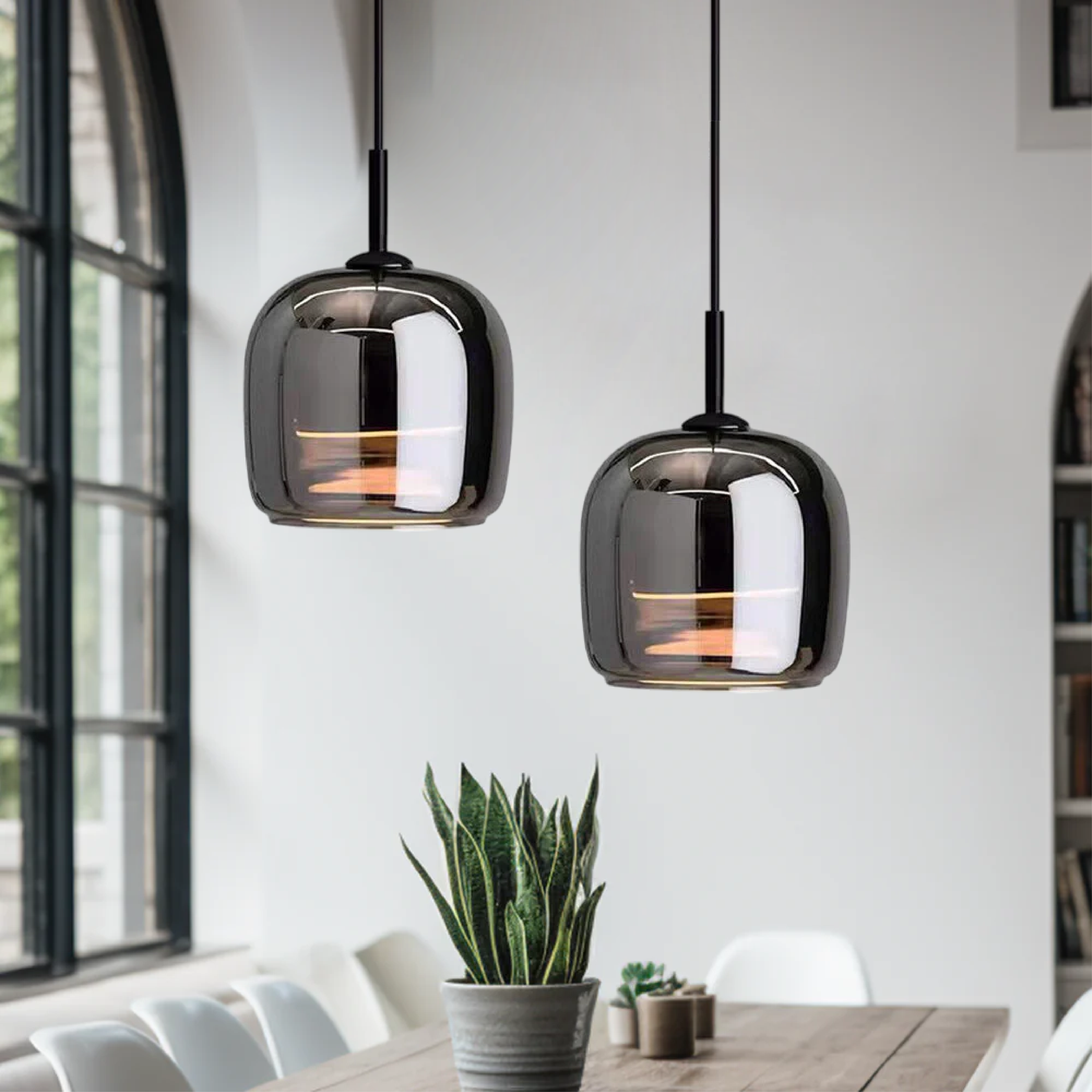 Nordic Black Glass Pendant Light | Modern LED Hanging Lamp