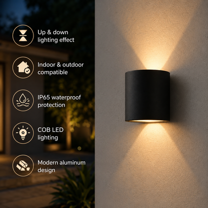 Luz de Parede Moderna LED Direcionada para Cima e para Baixo Interior Exterior