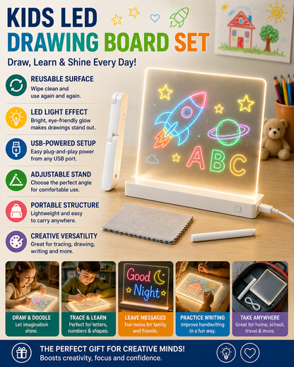 Wandbild LED-Zeichentafel Kinder Wiederverwendbares Leuchtendes Schreibtablett