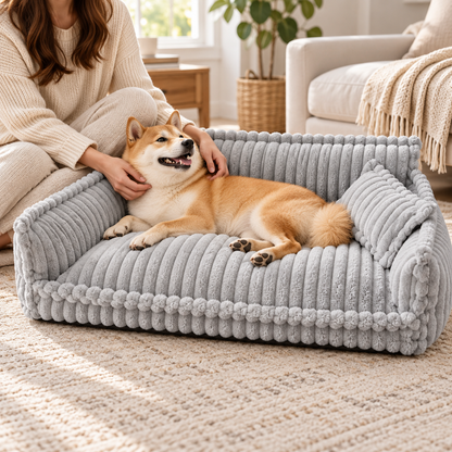 Skridsikker ortopædisk hundeseng med vaskbart betræk, hyggeligt sofadesign