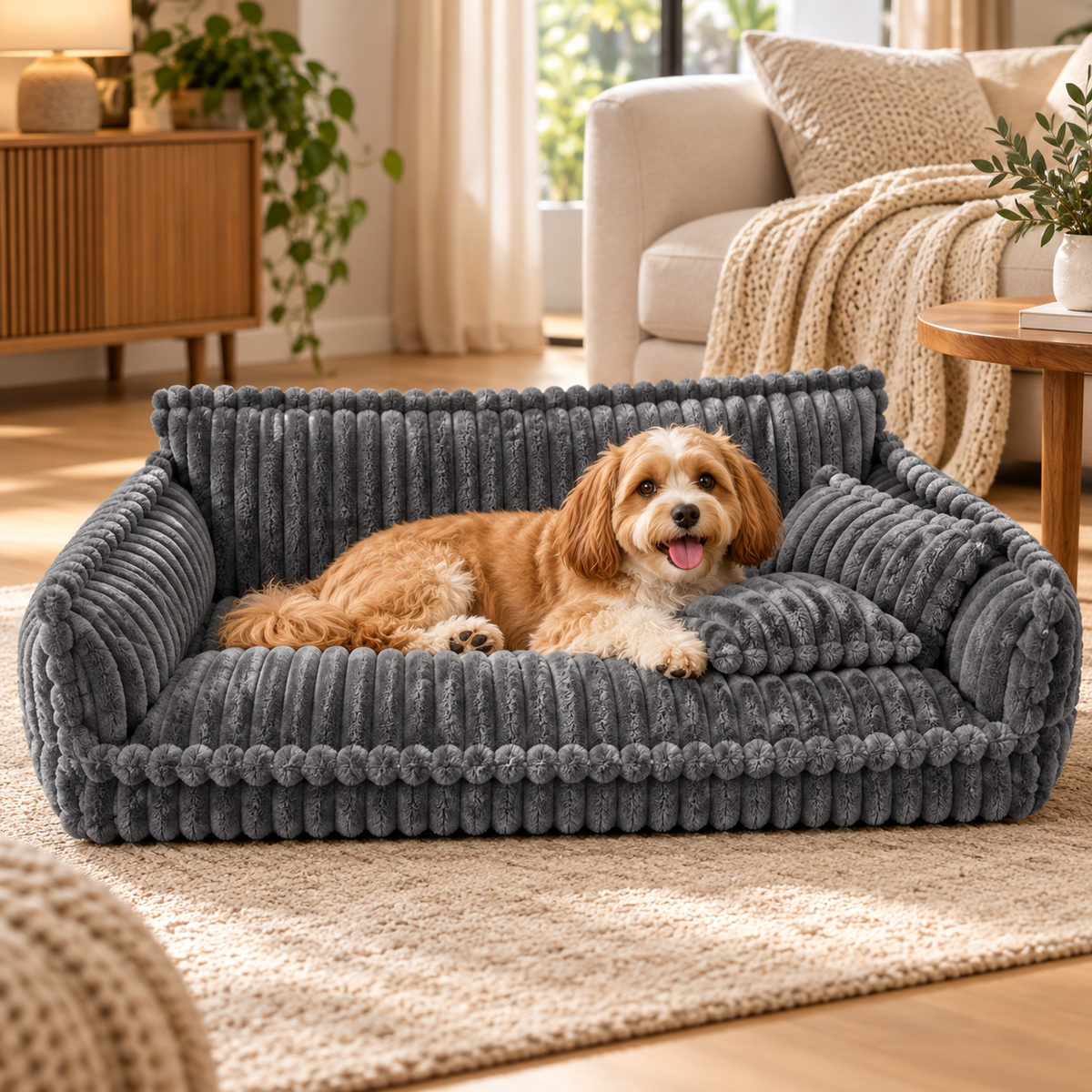 Skridsikker ortopædisk hundeseng med vaskbart betræk, hyggeligt sofadesign