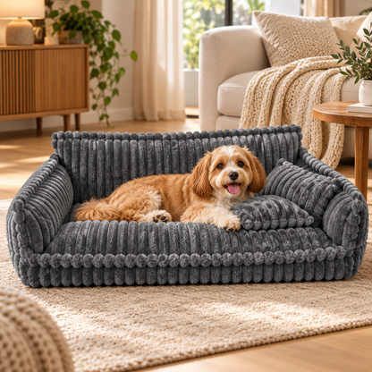 Skridsikker ortopædisk hundeseng med vaskbart betræk, hyggeligt sofadesign