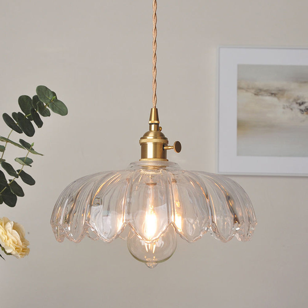 Vintage Flower Pendant Lamp | Coloured Glass Hanging Light